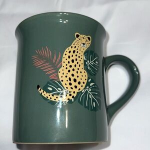 New TrueLiving Leopard and Palm Leaves Ceramic 14 fl oz  Mug (A)